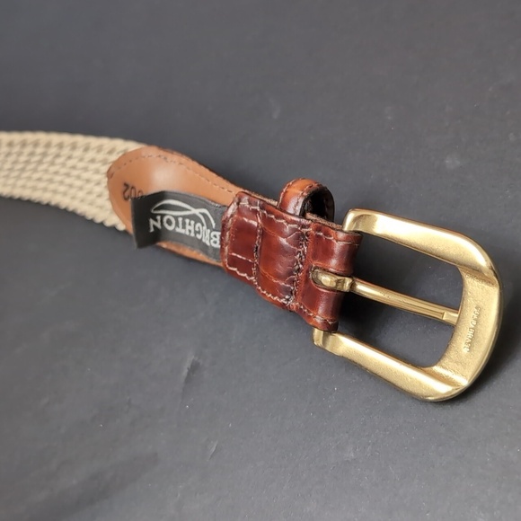 Men's Brighton Tan/ Brown Braided Belt With Brass Buckle,Size 38. - Picture 3 of 12